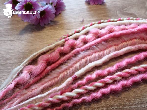 Synthetikdreads single-end 9 Stk. (rosa-blond)